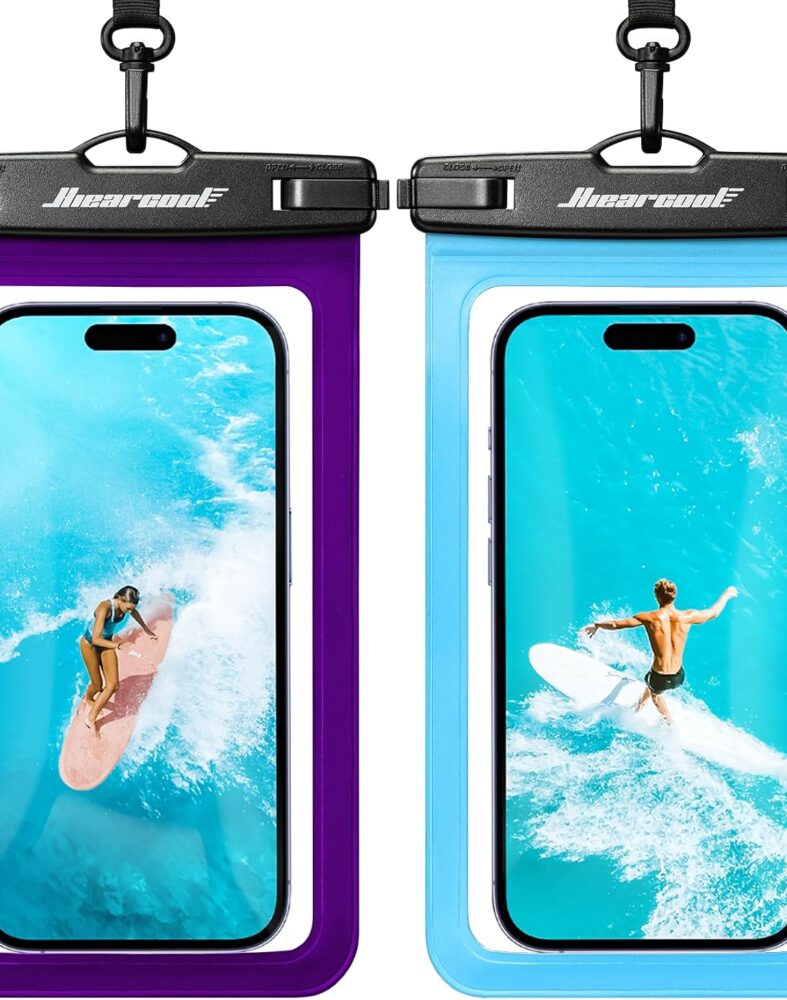 Hiearcool Waterproof Phone Pouch, Waterproof Phone Case, Blue&Purple 2-Pack | Durable multilayer IPX8 protection; touchscreen access and fit up to 8.9 inches; cruise essentials 2026 for beach and pool