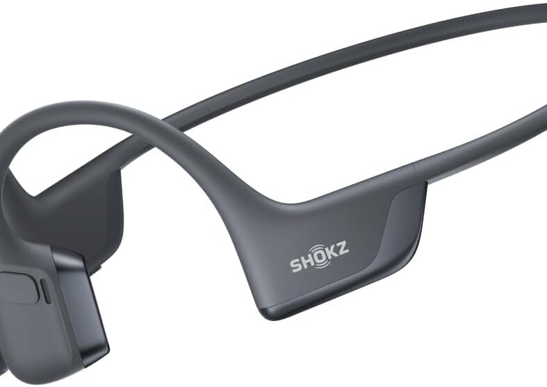 SHOKZ OpenRun Pro 2 Bone Conduction Bluetooth Sport Headphones, Black | Bundle with Reflective Strip；DualPitch premium sound；Open ear awareness; Smart Mic; IP55; 12H battery; Running/Cycling/Hiking