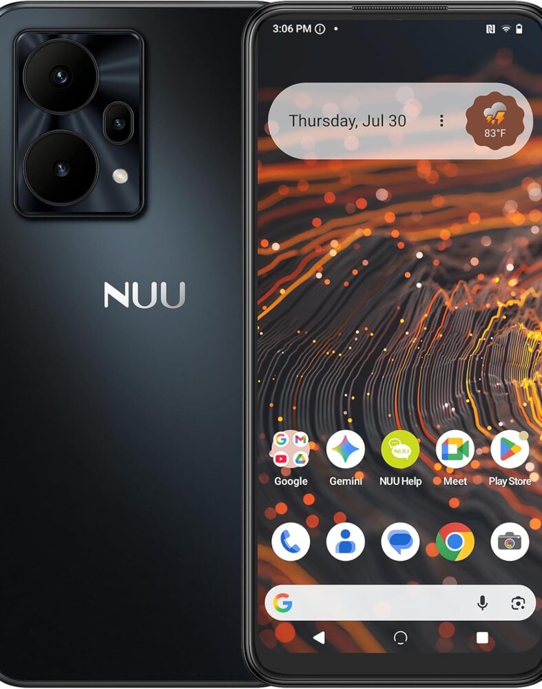 NUU X10 5G Unlocked Smartphone, Android 16, 128GB, All Carriers, Black | Compatible with T-Mobile, AT&T, Verizon, America Travel, 5000mAh Battery, NFC Tap to Pay, 6.7" 90Hz Display